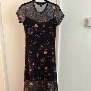 NEVER BEEN WORN - All Saints Hanna Short Sleeve Mesh Kora Midi Dress